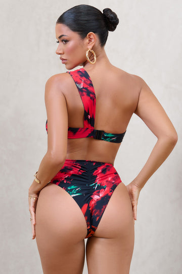 High Tide Multi Print High Waisted Twist Front Bikini Bottoms